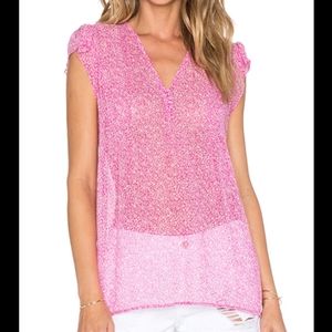 Joie Macy B silk top in orchid & porcelain